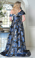 Marsoni by Colors M348 - Off Shoulder Asymmetric Textured Dress - back view