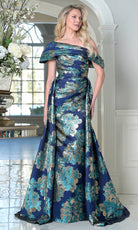 Marsoni by Colors M348 - Off Shoulder Asymmetric Textured Dress - detail view