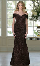Marsoni by Colors M349 - Off Shoulder Sparkling Long Dress - back view