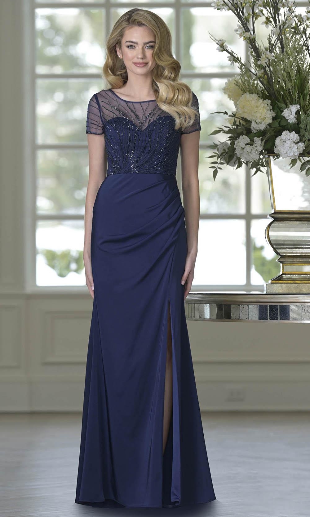 Marsoni by Colors M350 - Beaded Illusion Sheath Formal Dress - view 4