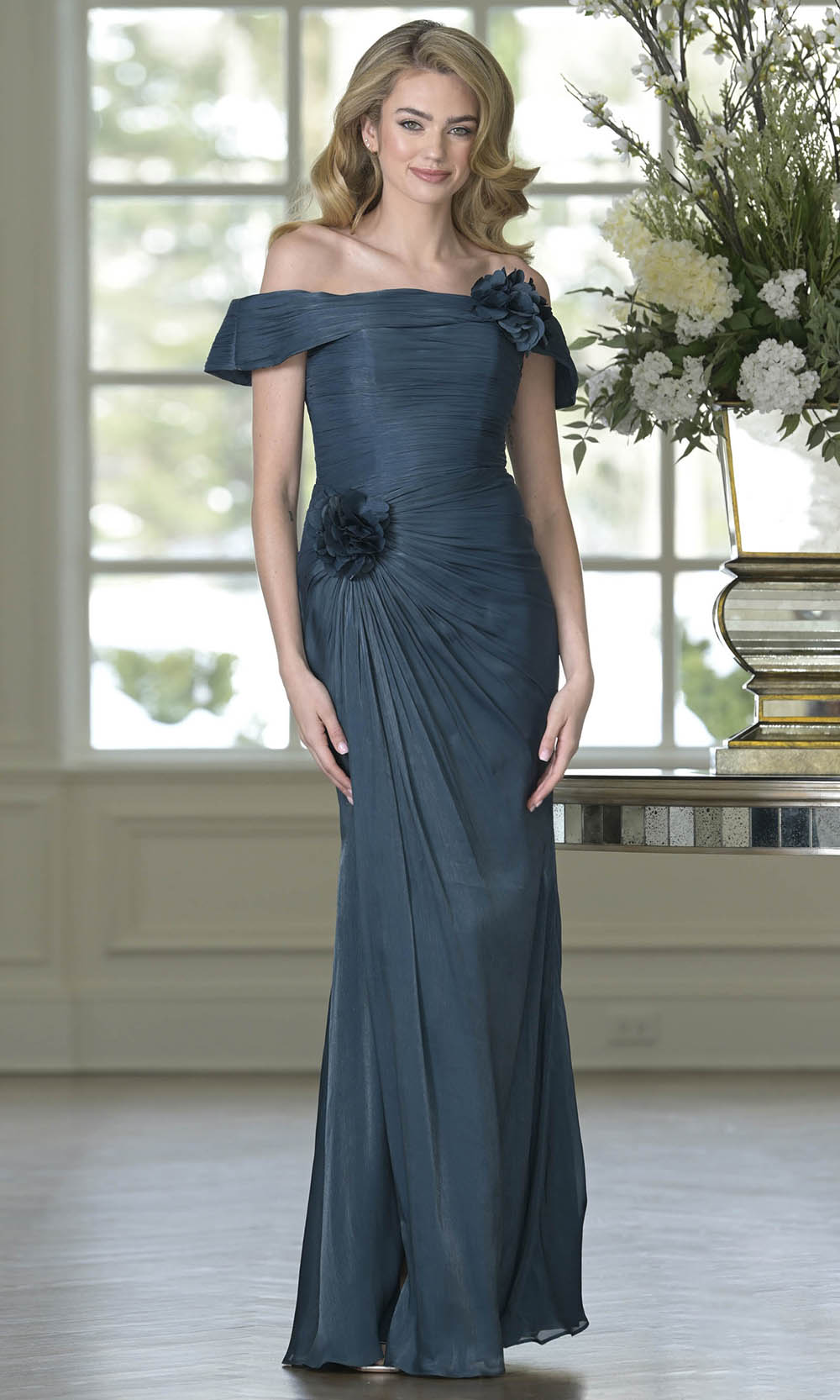 Marsoni by Colors M353 - Ruched Bodice Off Shoulder Formal Dress - view 5