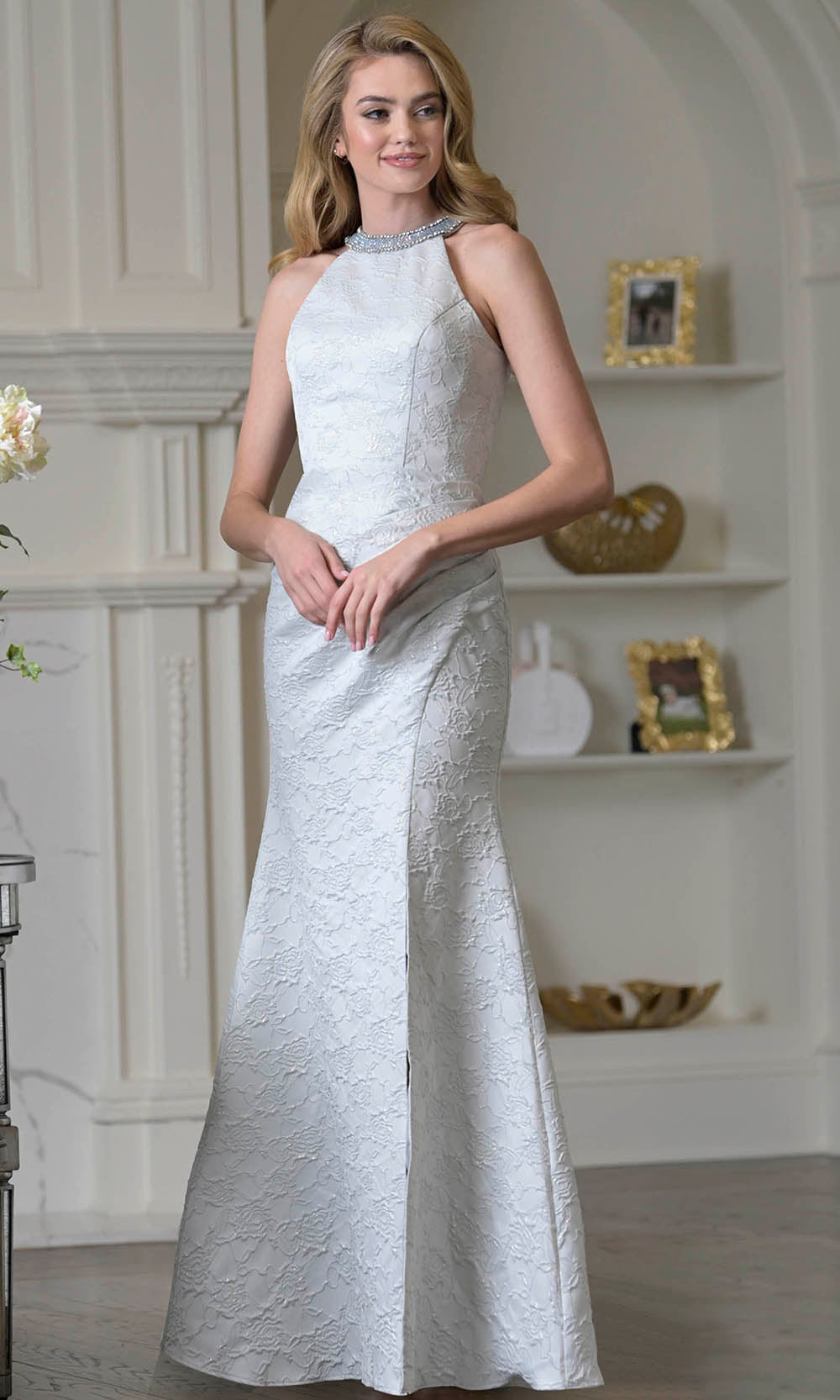Marsoni by Colors M356 - Halter Beaded Column Formal Dress - view 5