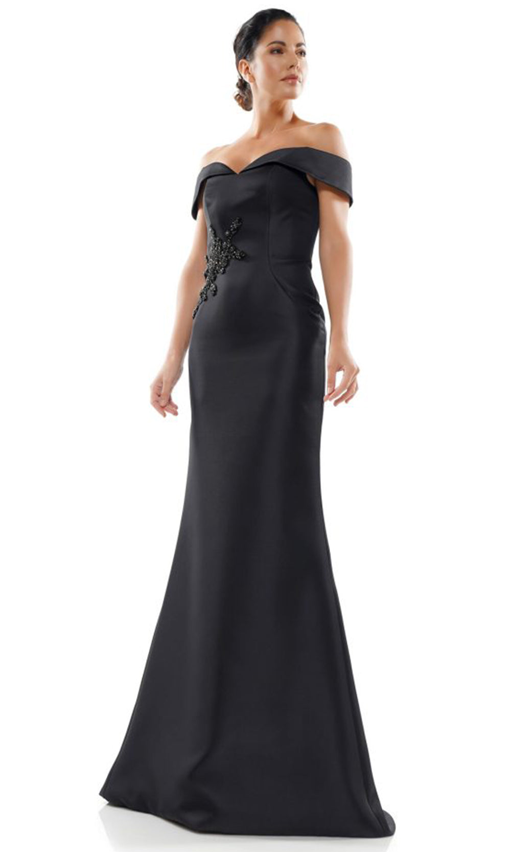 Marsoni by Colors MV1003-1 - Off Shoulder Beaded Waist Gown - designer formal gown at Silhouette Dresses