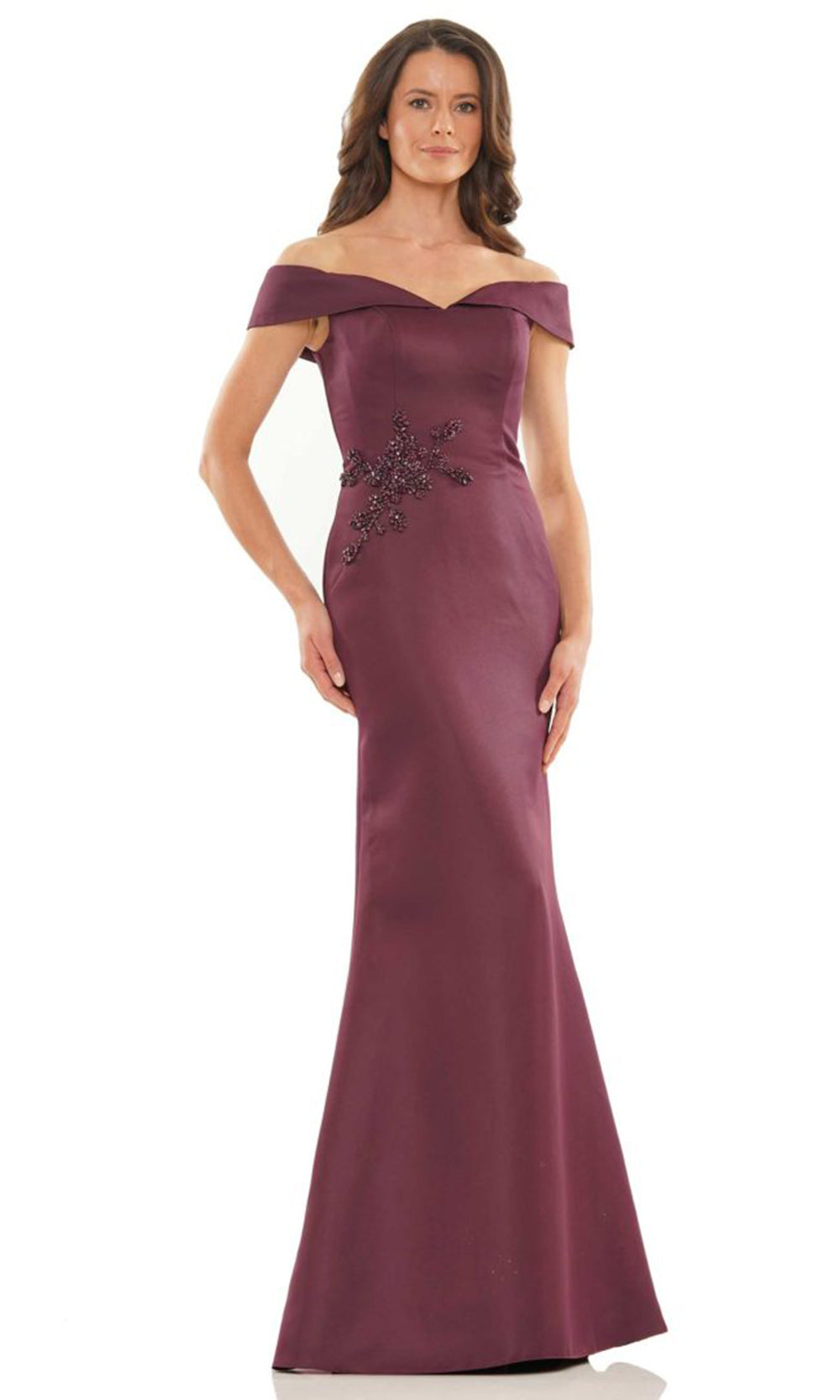 Marsoni by Colors MV1003-1 - Off Shoulder Beaded Waist Gown - view 12