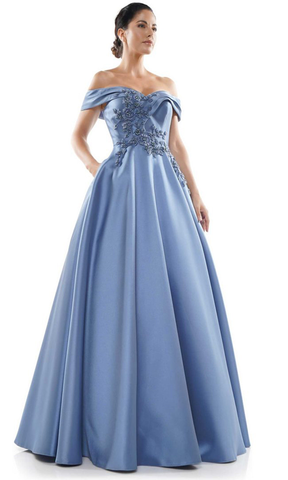 Marsoni by Colors MV1008-2 - Beaded Applique Sweetheart Ballgown - view 5