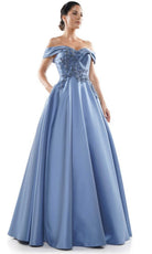 Marsoni by Colors MV1008-2 - Beaded Applique Sweetheart Ballgown - view 5