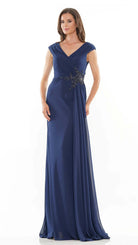 Marsoni by Colors - MV1080 Cap Sleeve Foliage Beaded Sheath Gown - view 7