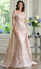 Marsoni by Colors MV1382 - Off Shoulder Jacquard Gown with Overskirt - designer formal gown at Silhouette Dresses