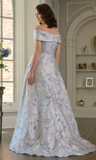 Marsoni by Colors MV1382 - Off Shoulder Jacquard Gown with Overskirt - detail view