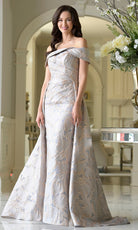 Marsoni by Colors MV1382 - Off Shoulder Jacquard Gown with Overskirt - view 4