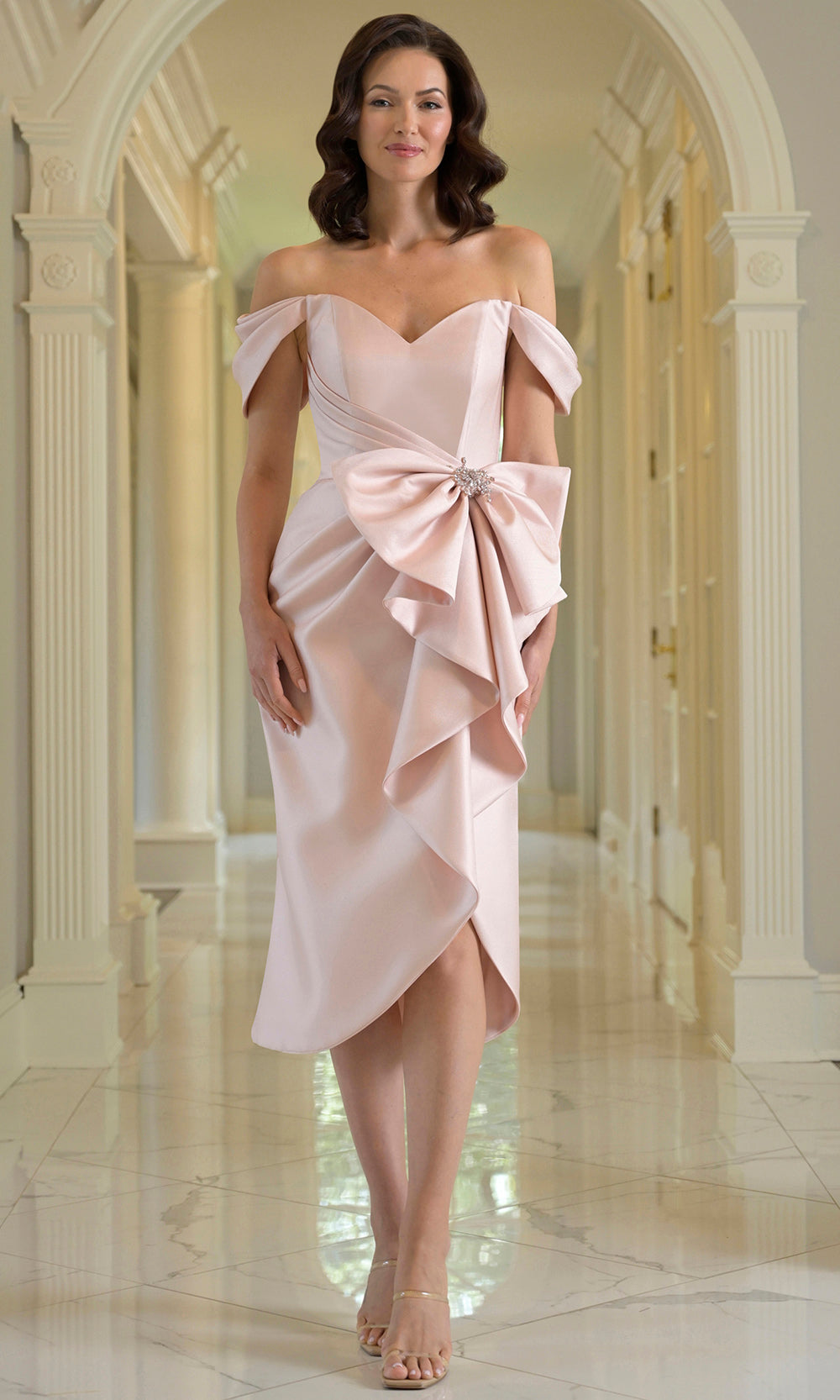 Marsoni by Colors MV1389 - Off Shoulder Sweetheart Dress with Bow - detail view