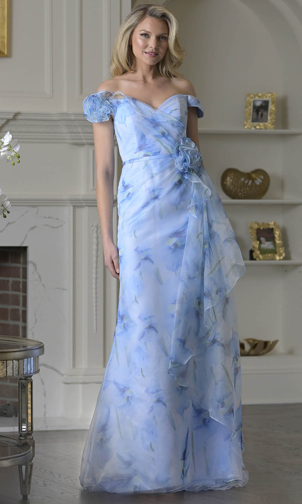 Marsoni by Colors MV1394 - Sweetheart Long Dress with Rosette Detail - designer mother of the bride dress at Silhouette Dress
