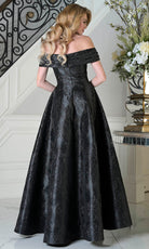 Marsoni by Colors MV1395 - Pleated Off Shoulder Jacquard Dress - back view