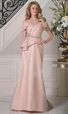 Marsoni by Colors MV1397 - Peplum Waist Jacquard Formal Dress - detail view