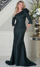 Marsoni by Colors MV1399 - Asymmetric Leaf Textured Long Dress - designer mother of the bride dress at Silhouette Dresses