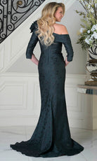 Marsoni by Colors MV1399 - Asymmetric Leaf Textured Long Dress - back view