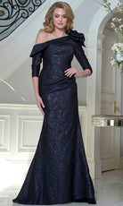 Marsoni by Colors MV1399 - Asymmetric Leaf Textured Long Dress - view 4