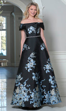 Marsoni by Colors MV1402 - Jacquard Off Shoulder A-Line Dress - designer mother of the bride dress at Silhouette Dresses