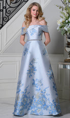 Marsoni by Colors MV1402 - Jacquard Off Shoulder A-Line Dress - detail view