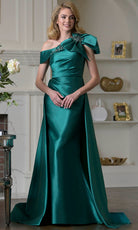 Marsoni by Colors MV1408 - Shoulder Bow Accent Overskirt Formal Dress - designer evening gown at Silhouette Dresses