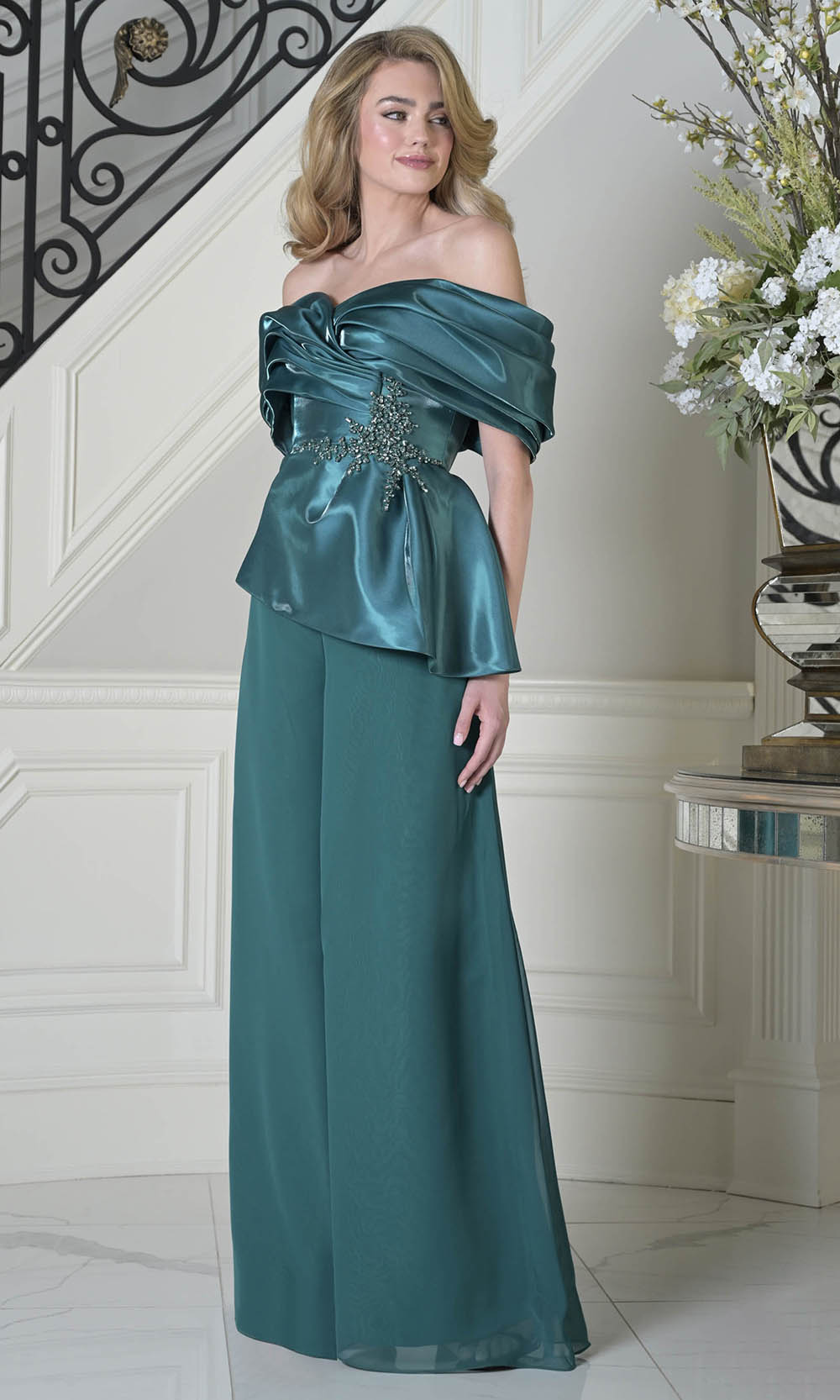 Marsoni by Colors MV1410 - Wide Leg Off Shoulder Pantsuit - detail view