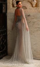 Chic and Holland PH120104 - Plunging Sweetheart Gown with Cape Sleeves - back view