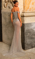 Chic and Holland PH120107 - Sheer Skirt Off Shoulder Evening Gown - back view