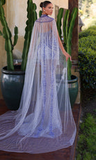 Chic and Holland PH120108 - Strapless V-Neck Beaded Gown with Cape - back view