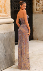 Chic and Holland PH120109 - Strapless Front Cutout Beaded Gown - back view
