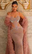 Chic and Holland PH120114 - Sheer Cutout Beaded Fitted Gown - detail view