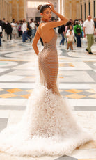 Chic and Holland PH120116 - Ruffled Mermaid Skirt Sleeveless Gown - back view