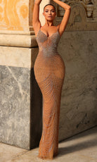 Chic and Holland PH120120 - Sweetheart Beaded Fringe Gown - Silhouette Dresses