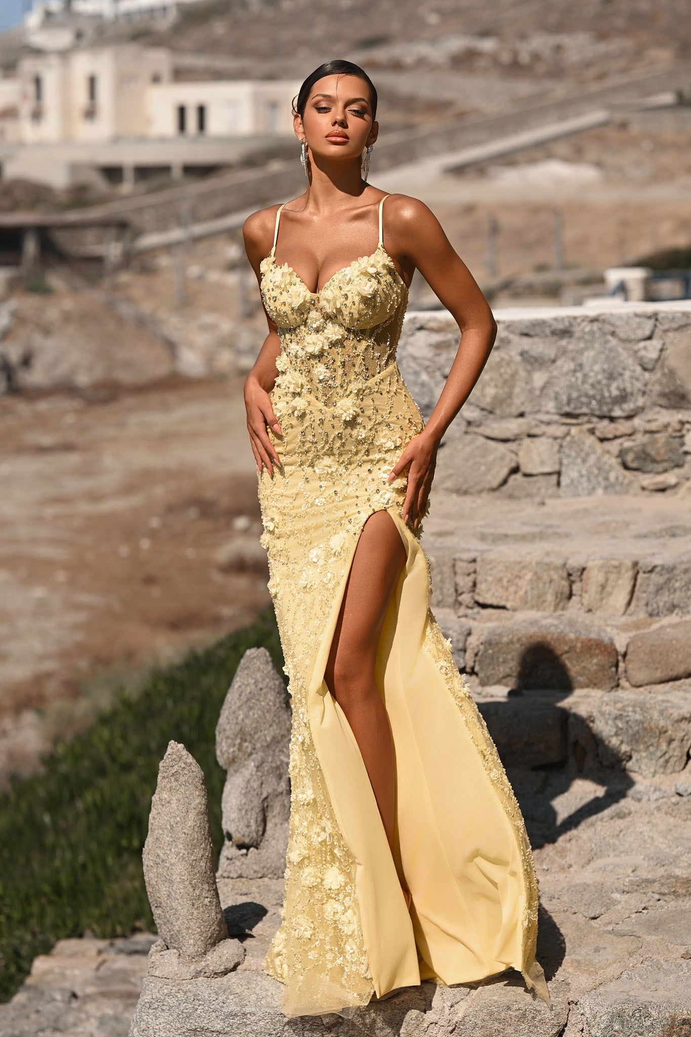 Portia and Scarlett PS25294 - 3D Flower Embellished Prom Gown - view 4