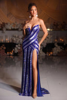 Portia and Scarlett PS25449C - Stripe Embellished Prom Dress - view 9