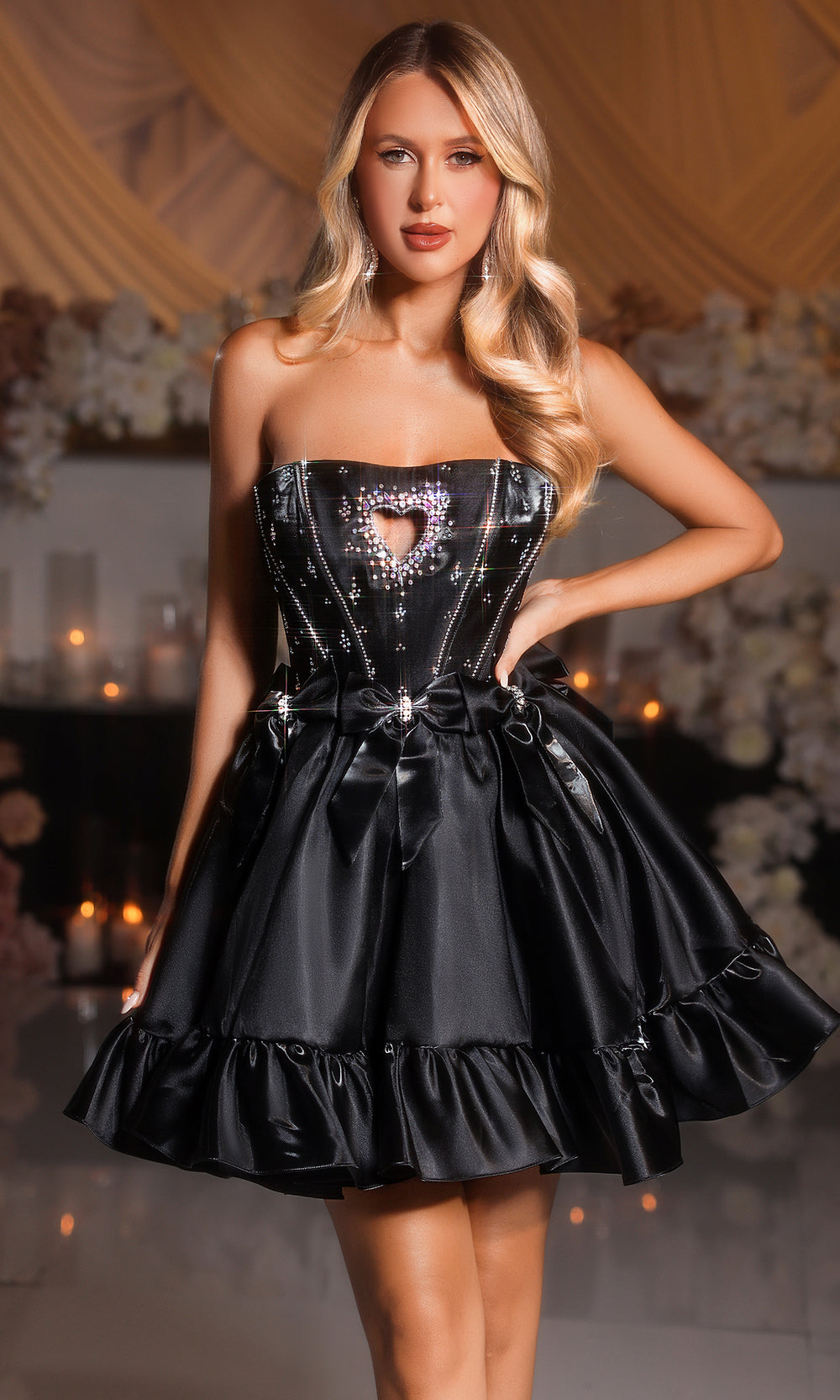 Portia and Scarlett PS25732 - Heart Cutout Ruffle Hem Mini Dress - designer cocktail dress at Silhouette Dresses