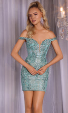 Portia and Scarlett PS25738 - Beaded Applique Off Shoulder Dress - view 5