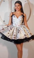 Portia and Scarlett PS25765 - Floral Print Corseted Mini Dress - view 5