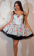 Portia and Scarlett PS25765 - Floral Print Corseted Mini Dress - view 6