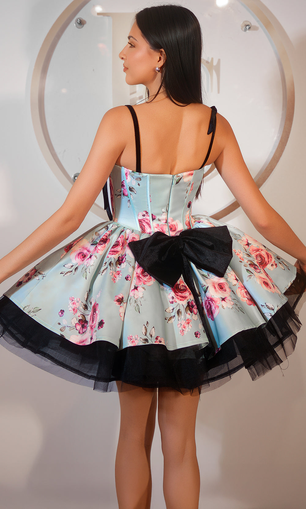 Portia and Scarlett PS25765 - Floral Print Corseted Mini Dress - view 4