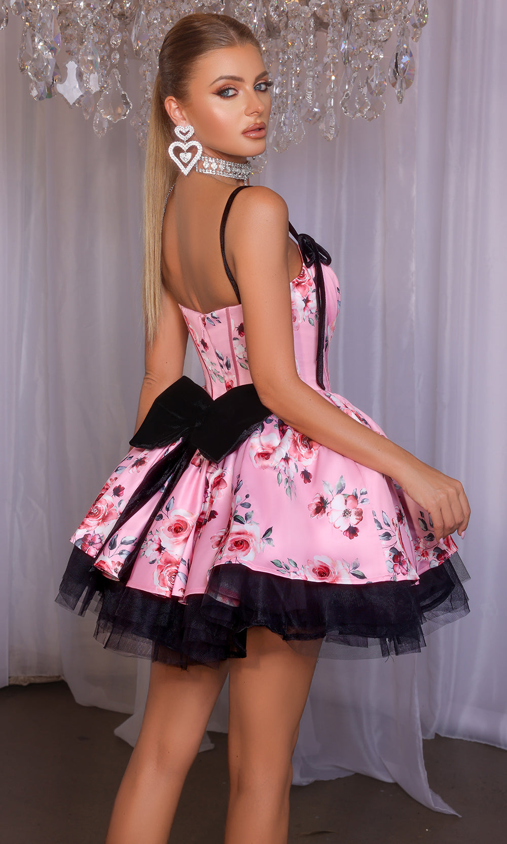 Portia and Scarlett PS25765 - Floral Print Corseted Mini Dress - view 10