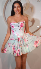 Portia and Scarlett PS25787 - Sweetheart Floral Tiered Mini Dress - back view