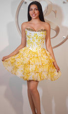 Portia and Scarlett PS25798 - Beaded Bust Floral Cocktail Dress - back view