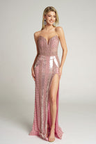 Portia and Scarlett PS25986C - Deep V-Neck Beaded Sheath Gown - detail view