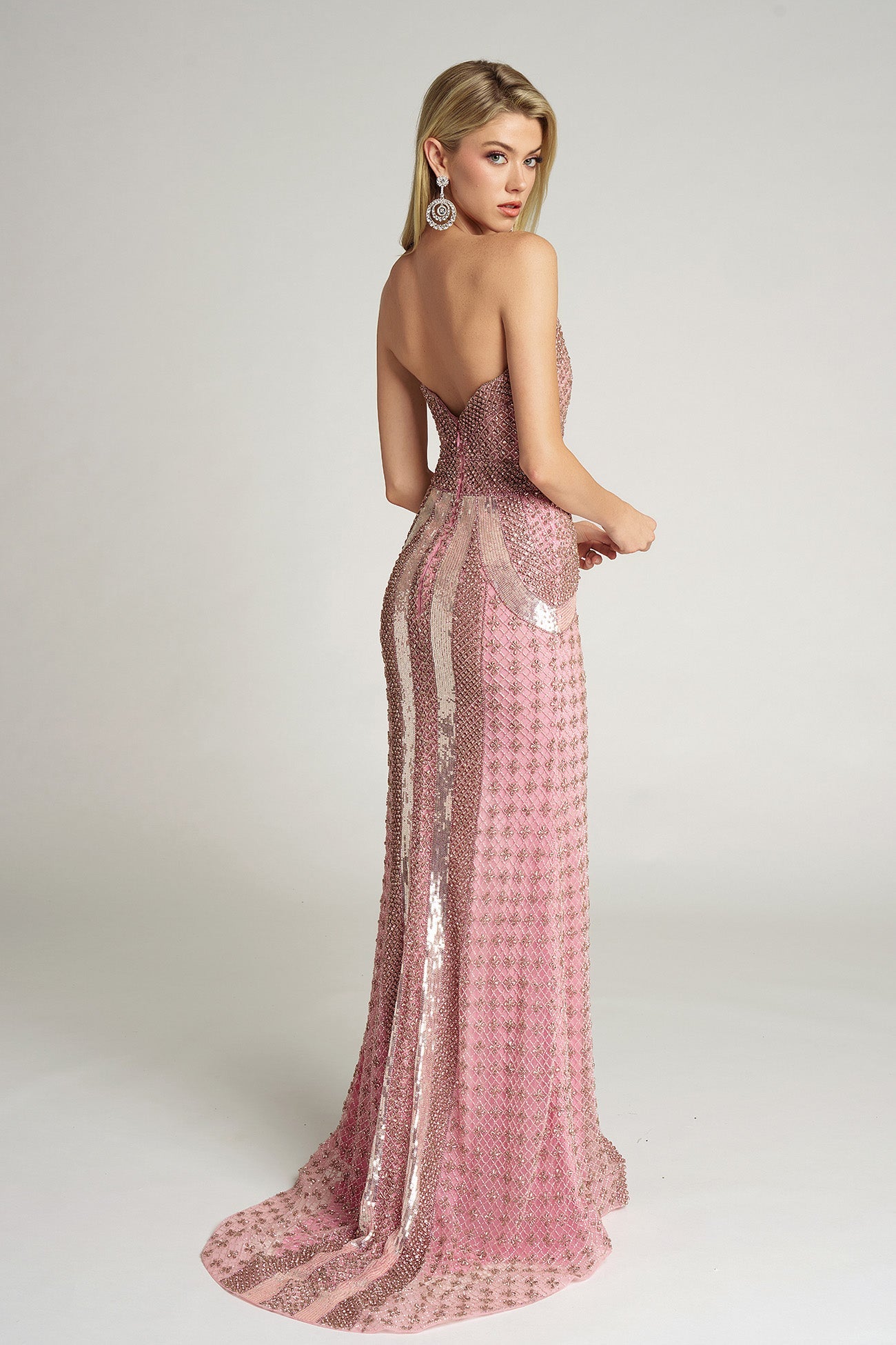Portia and Scarlett PS25986C - Deep V-Neck Beaded Sheath Gown - view 4
