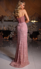 Portia and Scarlett PS25990C - Beaded Bodice Strapless Long Gown - back view
