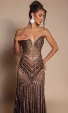Portia and Scarlett PS26004 - Geometric Beaded Sheath Prom Dress - designer pageant gown at Silhouette Dresses