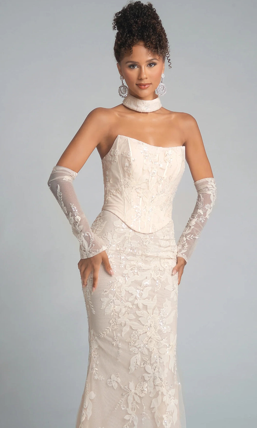 Portia and Scarlett PS26005 - Embroidered Floral Scoop Neck Dress - view 9