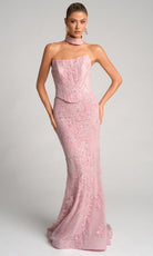 Portia and Scarlett PS26005 - Embroidered Floral Scoop Neck Dress - view 12