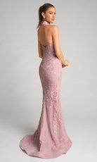 Portia and Scarlett PS26005 - Embroidered Floral Scoop Neck Dress - back view