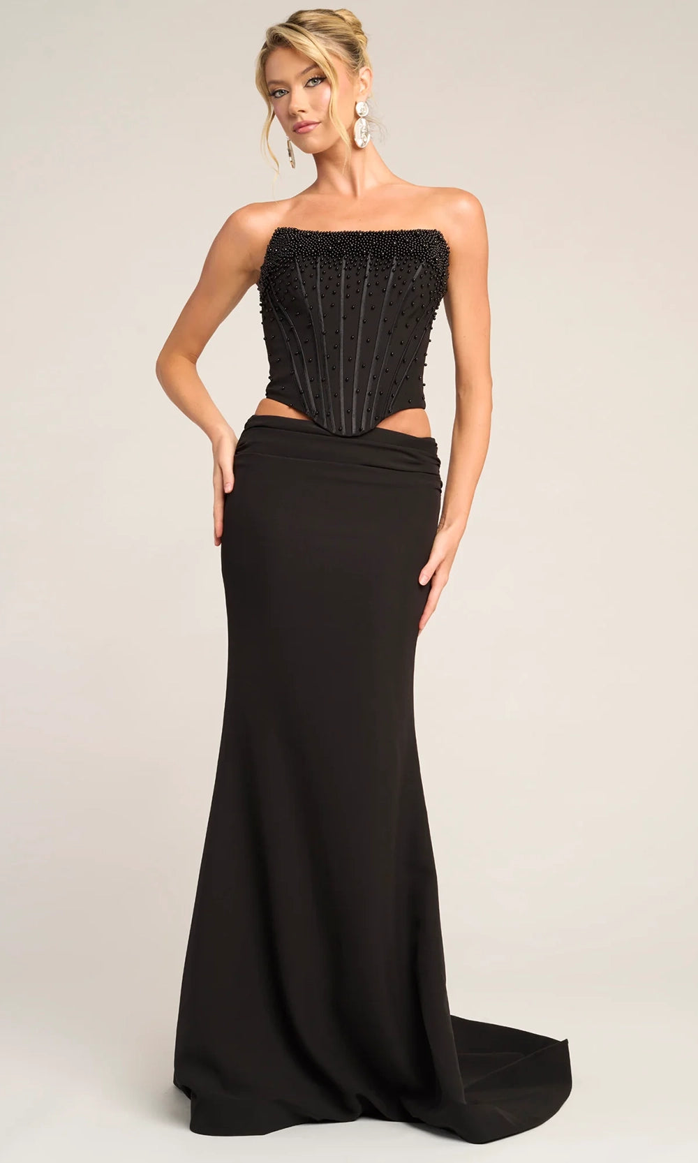 Portia and Scarlett PS26007 - Pearl Encrusted Corset Sheath Dress - designer prom dress at Silhouette Dresses